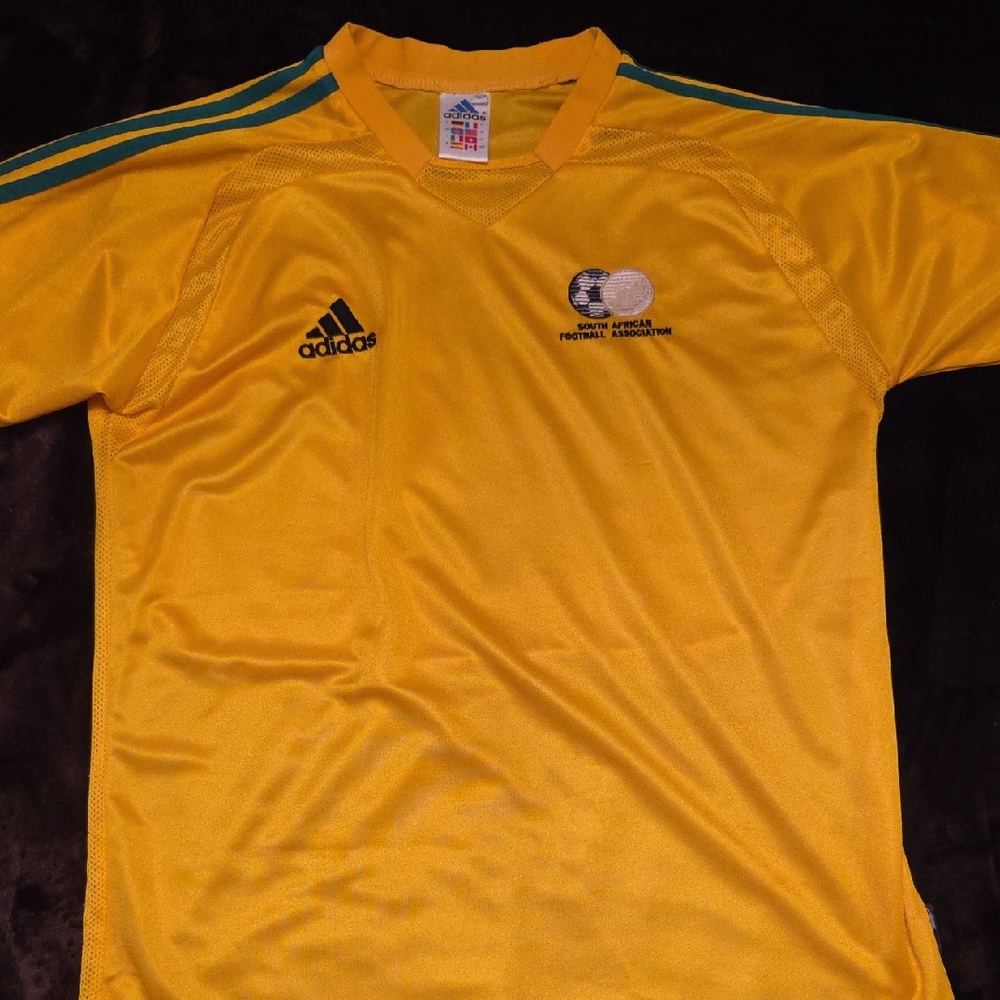 Youth South Africa Adidas Gold Jersey with Green Stripes, 13-14